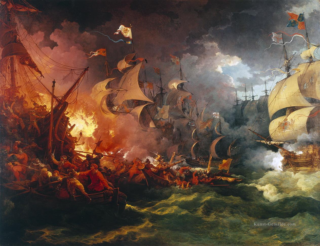 Loutherbourg spanische Armada Seeschlachten Ölgemälde